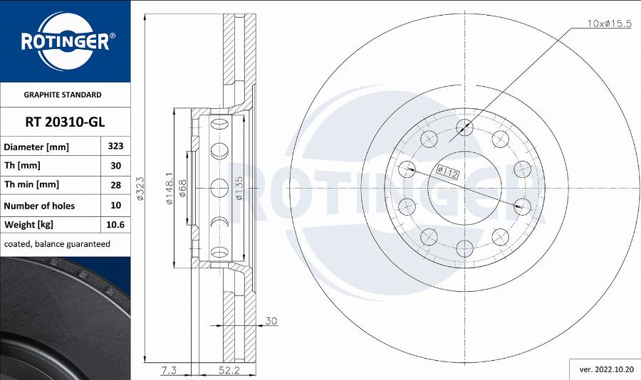 Rotinger RT 20310-GL - Kočioni disk www.molydon.hr