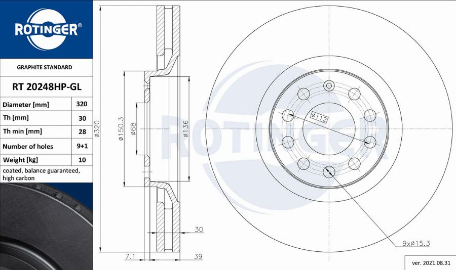 Rotinger RT 20248HP-GL - Kočioni disk www.molydon.hr