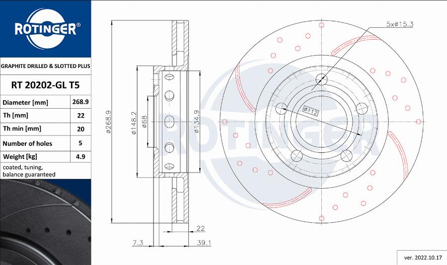 Rotinger RT 20202-GL T5 - Kočioni disk www.molydon.hr