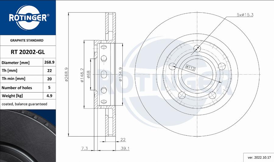 Rotinger RT 20202-GL - Kočioni disk www.molydon.hr