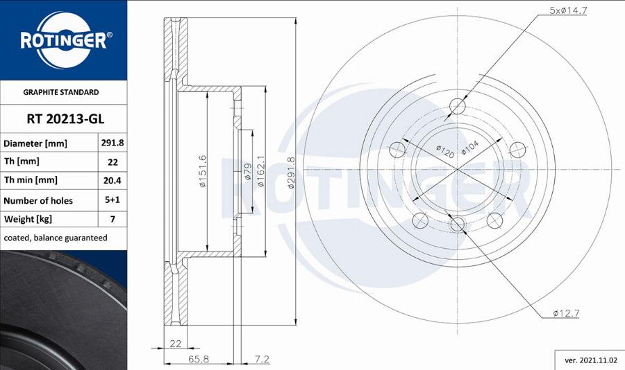 Rotinger RT 20213-GL - Kočioni disk www.molydon.hr