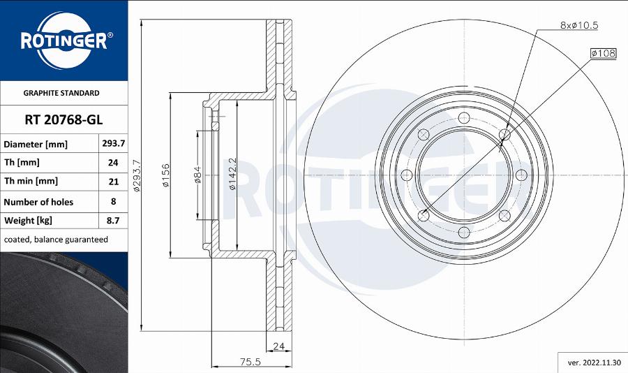 Rotinger RT 20768-GL - Kočioni disk www.molydon.hr