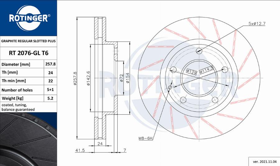 Rotinger RT 2076-GL T6 - Kočioni disk www.molydon.hr