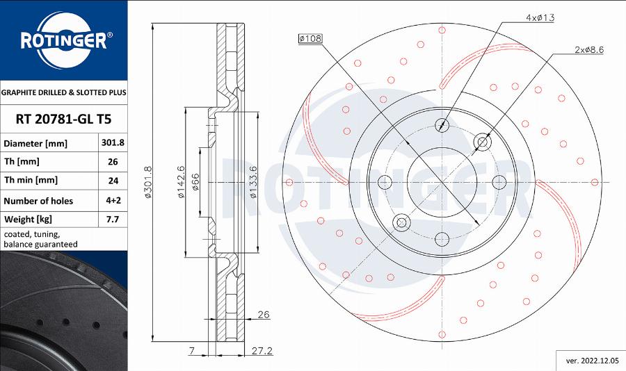 Rotinger RT 20781-GL T5 - Kočioni disk www.molydon.hr