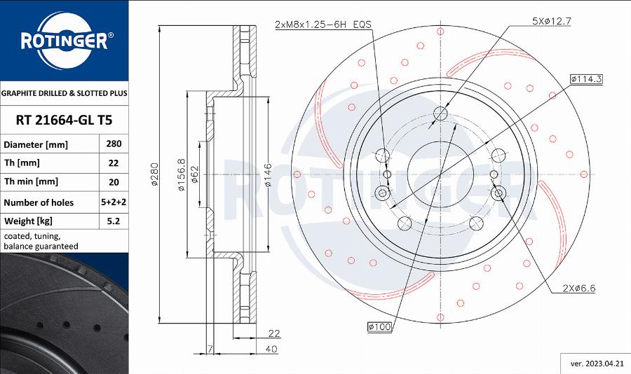 Rotinger RT 21664-GL T5 - Kočioni disk www.molydon.hr