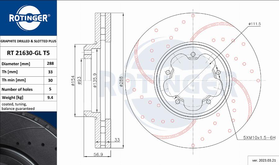 Rotinger RT 21630-GL T5 - Kočioni disk www.molydon.hr