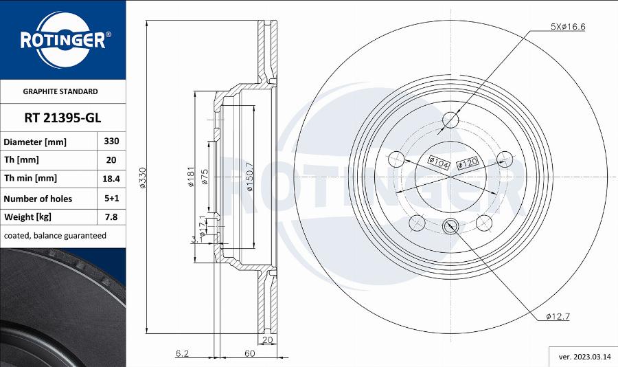 Rotinger RT 21395-GL - Kočioni disk www.molydon.hr