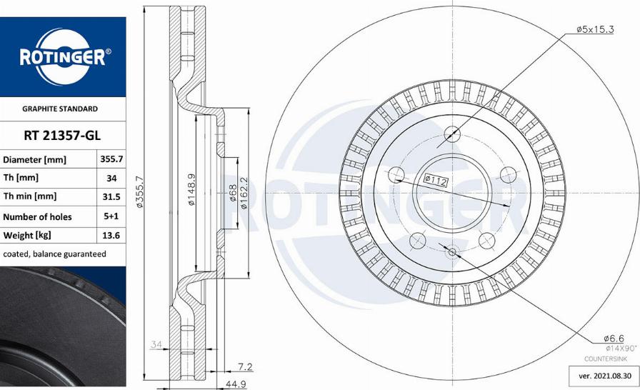 Rotinger RT 21357-GL - Kočioni disk www.molydon.hr