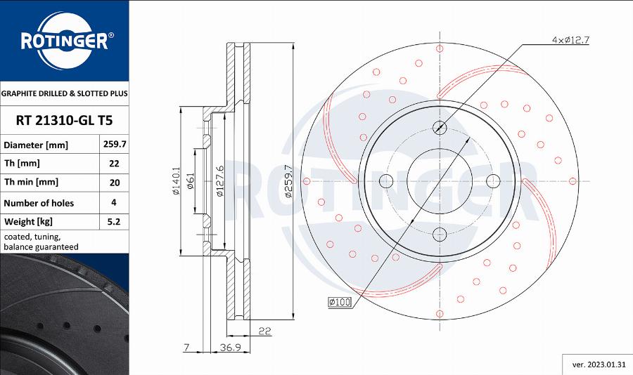 Rotinger RT 21310-GL T5 - Kočioni disk www.molydon.hr