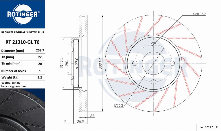 Rotinger RT 21310-GL T6 - Kočioni disk www.molydon.hr