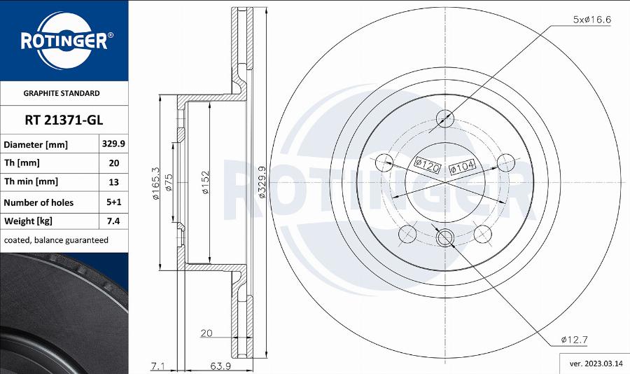 Rotinger RT 21371-GL - Kočioni disk www.molydon.hr