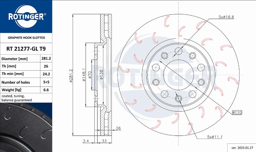 Rotinger RT 21277-GL T9 - Kočioni disk www.molydon.hr