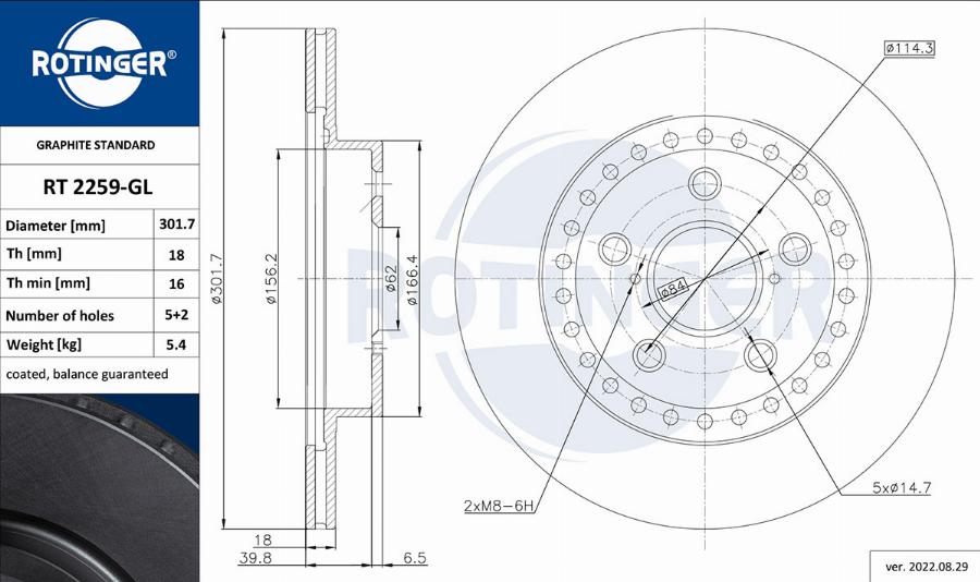 Rotinger RT 2259-GL - Kočioni disk www.molydon.hr