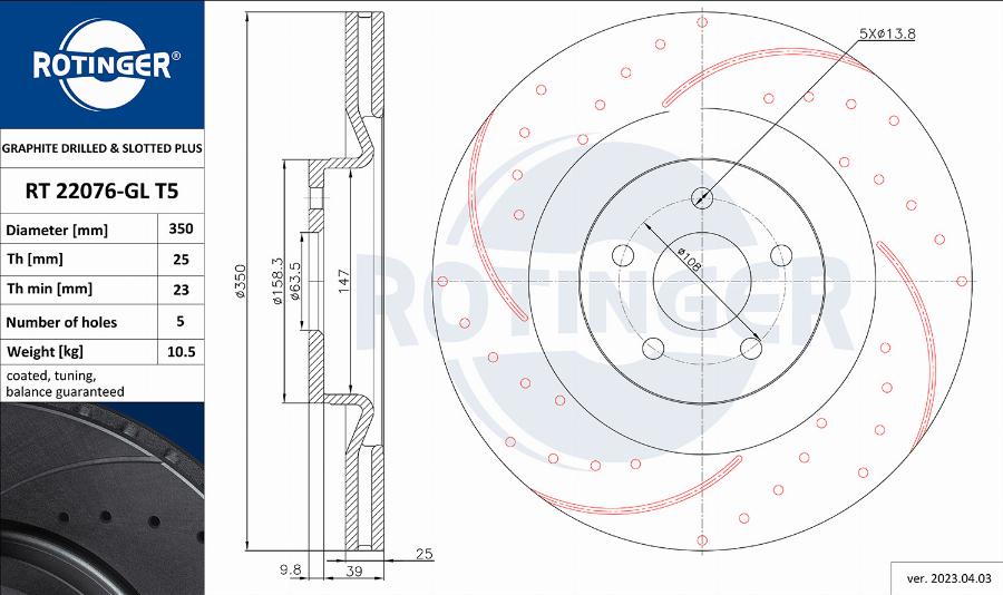 Rotinger RT 22076-GL T5 - Kočioni disk www.molydon.hr