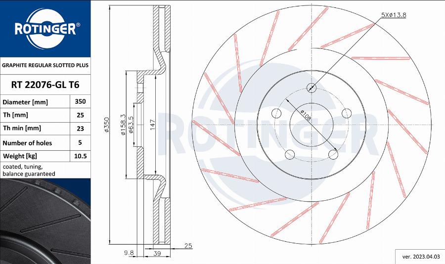 Rotinger RT 22076-GL T6 - Kočioni disk www.molydon.hr