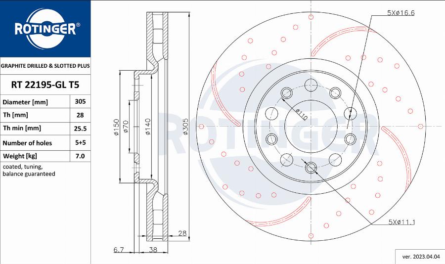 Rotinger RT 22195-GL T5 - Kočioni disk www.molydon.hr