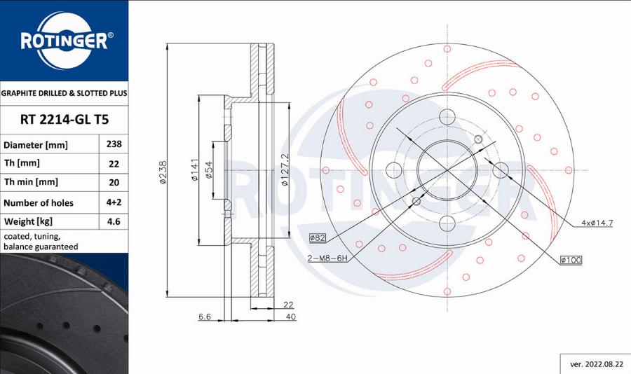 Rotinger RT 2214-GL T5 - Kočioni disk www.molydon.hr