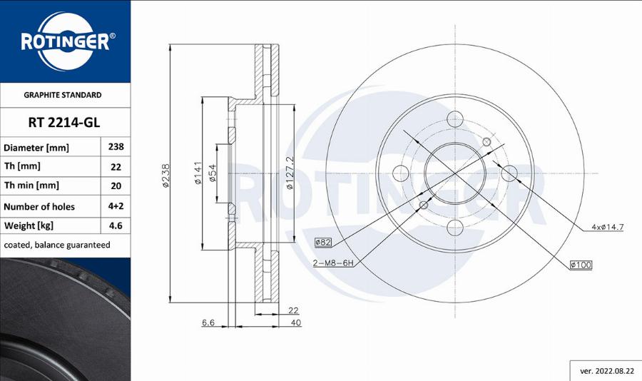 Rotinger RT 2214-GL - Kočioni disk www.molydon.hr