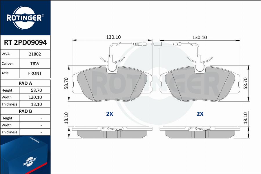 Rotinger RT 2PD09094 - Komplet Pločica, disk-kočnica www.molydon.hr