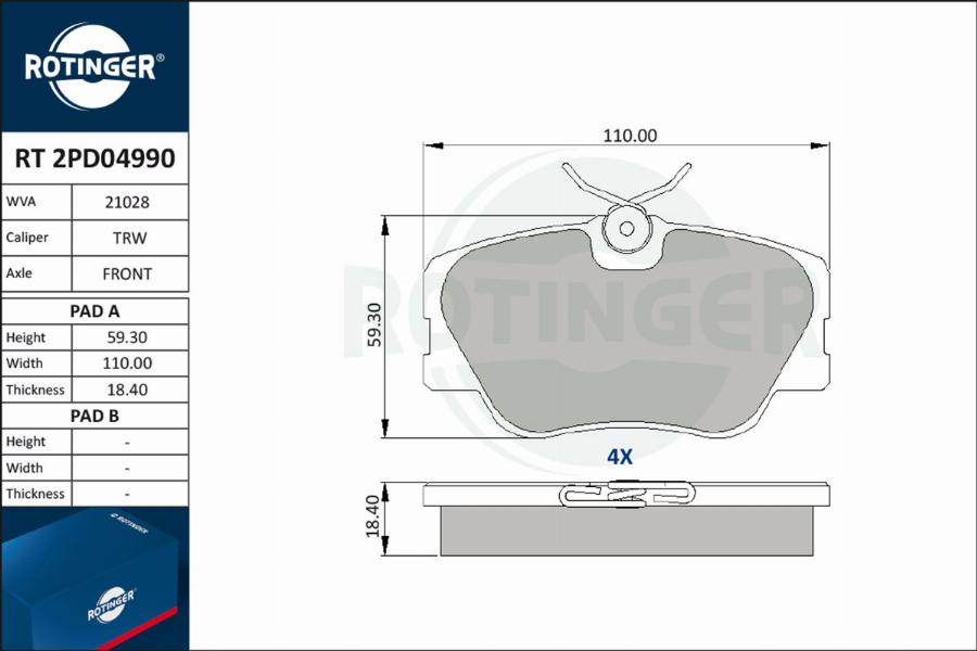 Rotinger RT 2PD04990 - Komplet Pločica, disk-kočnica www.molydon.hr