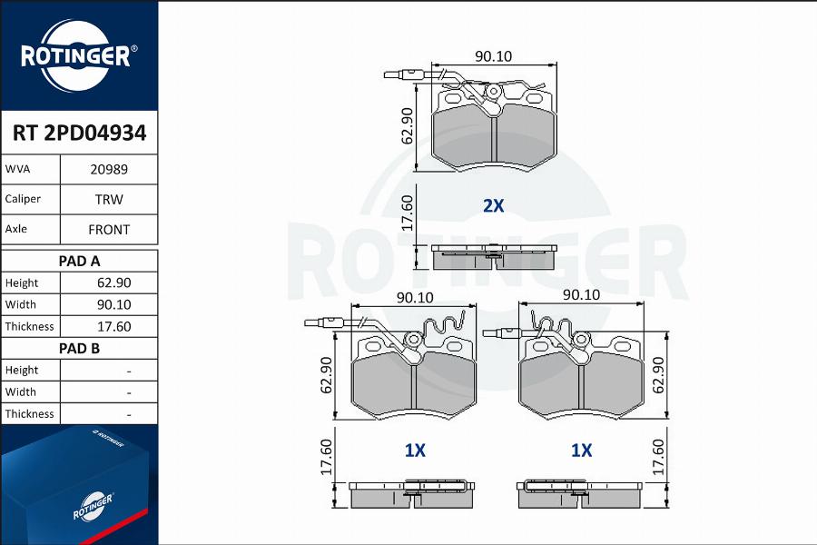 Rotinger RT 2PD04934 - Komplet Pločica, disk-kočnica www.molydon.hr