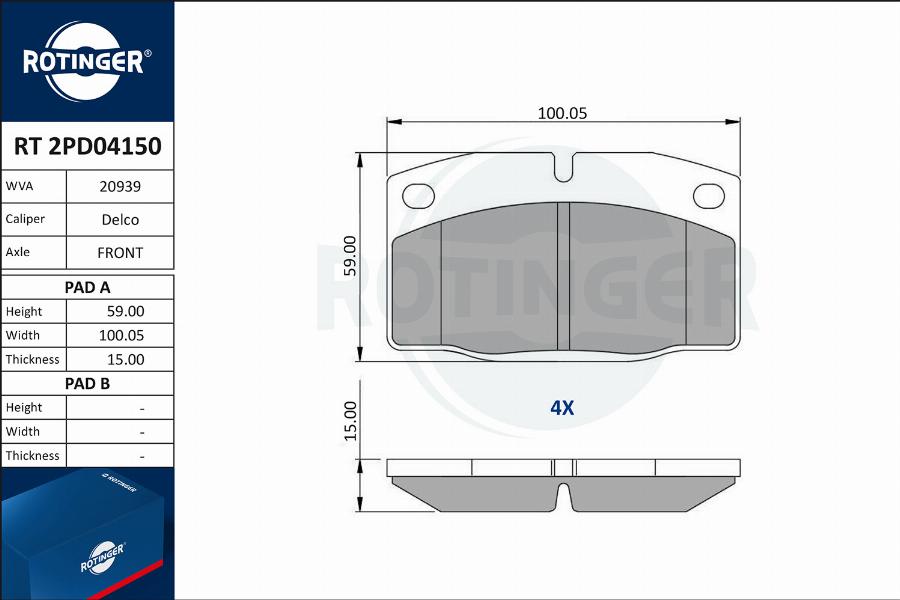 Rotinger RT 2PD04150 - Komplet Pločica, disk-kočnica www.molydon.hr