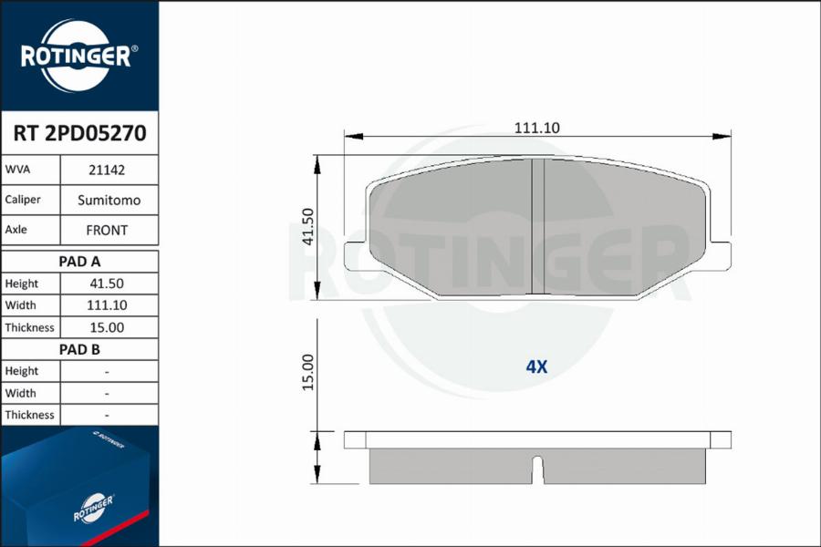 Rotinger RT 2PD05270 - Komplet Pločica, disk-kočnica www.molydon.hr