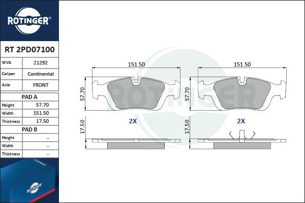 Rotinger RT 2PD07100 - Komplet Pločica, disk-kočnica www.molydon.hr