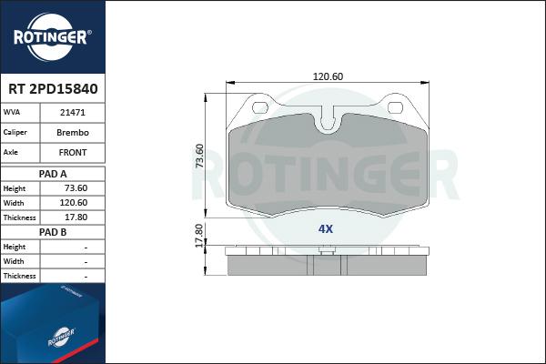 Rotinger RT 2PD15840 - Komplet Pločica, disk-kočnica www.molydon.hr