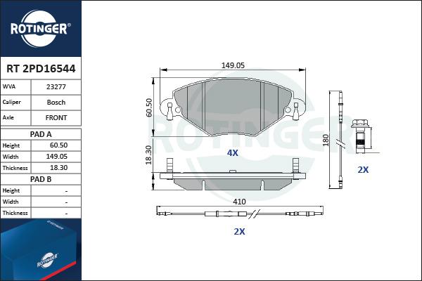 Rotinger RT 2PD16544 - Komplet Pločica, disk-kočnica www.molydon.hr