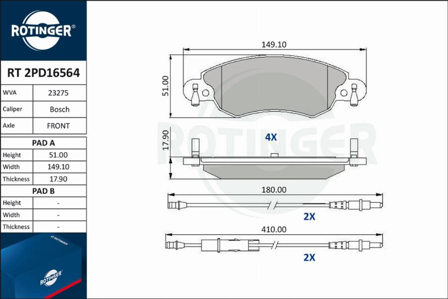 Rotinger RT 2PD16564 - Komplet Pločica, disk-kočnica www.molydon.hr