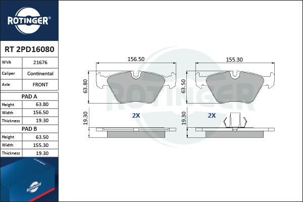 Rotinger RT 2PD16080 - Komplet Pločica, disk-kočnica www.molydon.hr