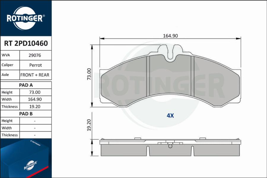 Rotinger RT 2PD10460 - Komplet Pločica, disk-kočnica www.molydon.hr