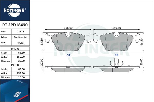 Rotinger RT 2PD18430 - Komplet Pločica, disk-kočnica www.molydon.hr