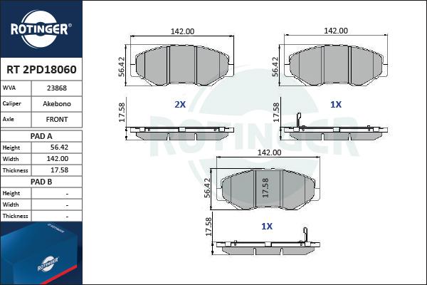 Rotinger RT 2PD18060 - Komplet Pločica, disk-kočnica www.molydon.hr