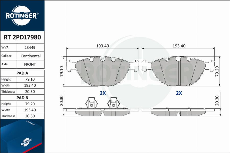 Rotinger RT 2PD17980 - Komplet Pločica, disk-kočnica www.molydon.hr