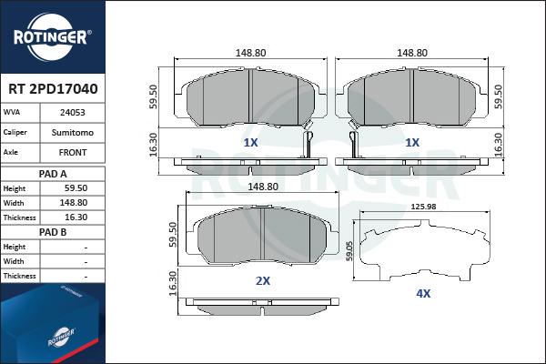 Rotinger RT 2PD17040 - Komplet Pločica, disk-kočnica www.molydon.hr