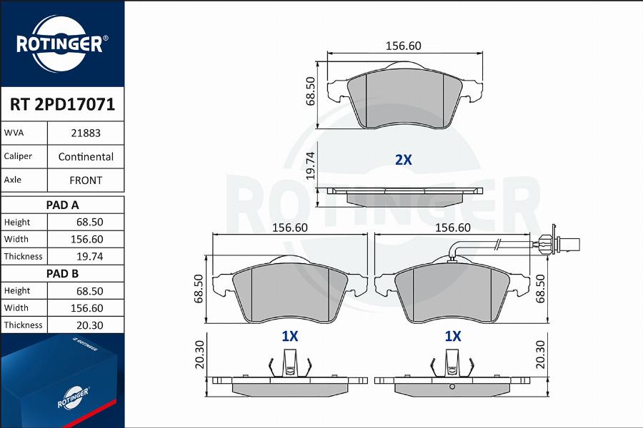 Rotinger RT 2PD17071 - Komplet Pločica, disk-kočnica www.molydon.hr