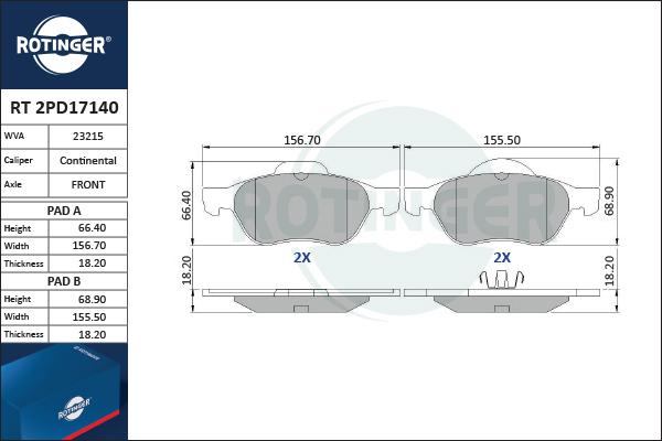 Rotinger RT 2PD17140 - Komplet Pločica, disk-kočnica www.molydon.hr