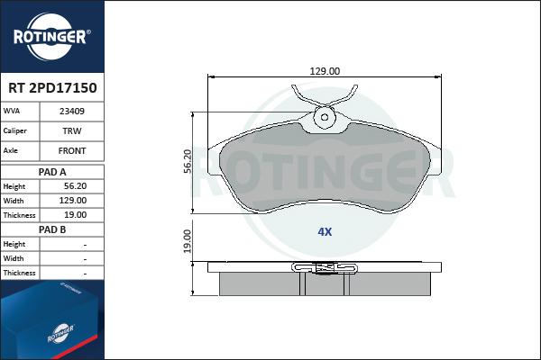 Rotinger RT 2PD17150 - Komplet Pločica, disk-kočnica www.molydon.hr