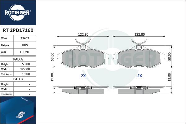 Rotinger RT 2PD17160 - Komplet Pločica, disk-kočnica www.molydon.hr