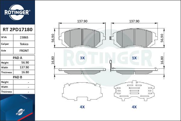 Rotinger RT 2PD17180 - Komplet Pločica, disk-kočnica www.molydon.hr