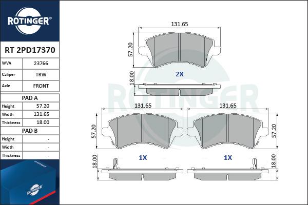 Rotinger RT 2PD17370 - Komplet Pločica, disk-kočnica www.molydon.hr