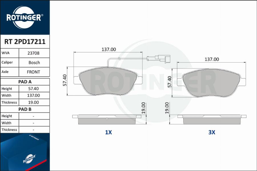 Rotinger RT 2PD17211 - Komplet Pločica, disk-kočnica www.molydon.hr