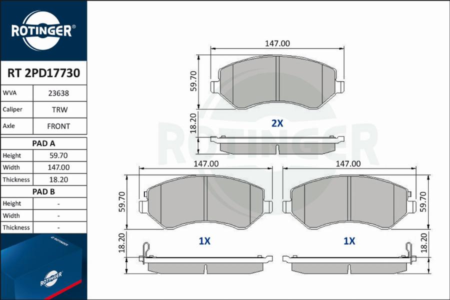 Rotinger RT 2PD17730 - Komplet Pločica, disk-kočnica www.molydon.hr