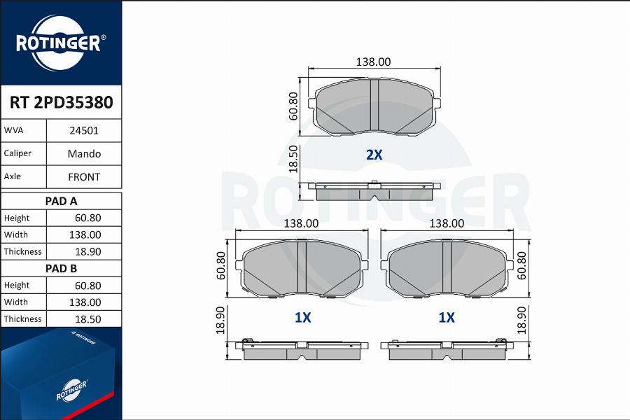 Rotinger RT 2PD35380 - Komplet Pločica, disk-kočnica www.molydon.hr