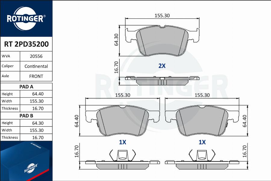 Rotinger RT 2PD35200 - Komplet Pločica, disk-kočnica www.molydon.hr