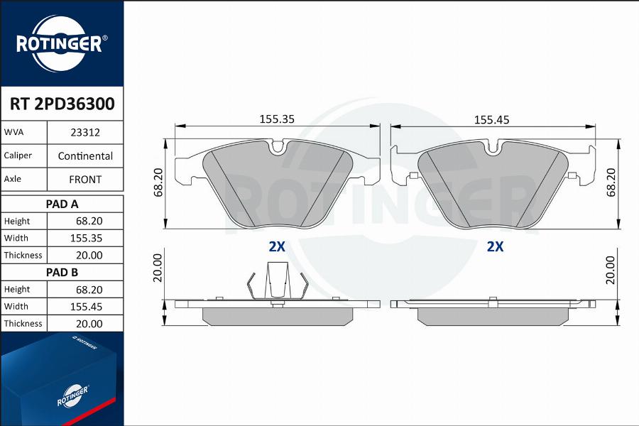 Rotinger RT 2PD36300 - Komplet Pločica, disk-kočnica www.molydon.hr