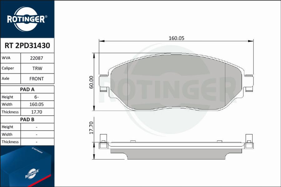 Rotinger RT 2PD31430 - Komplet Pločica, disk-kočnica www.molydon.hr