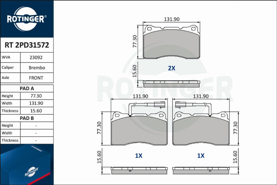 Rotinger RT 2PD31572 - Komplet Pločica, disk-kočnica www.molydon.hr